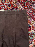 Vintage Mens Dark Brown Pleated Textured Dress Pants - 32