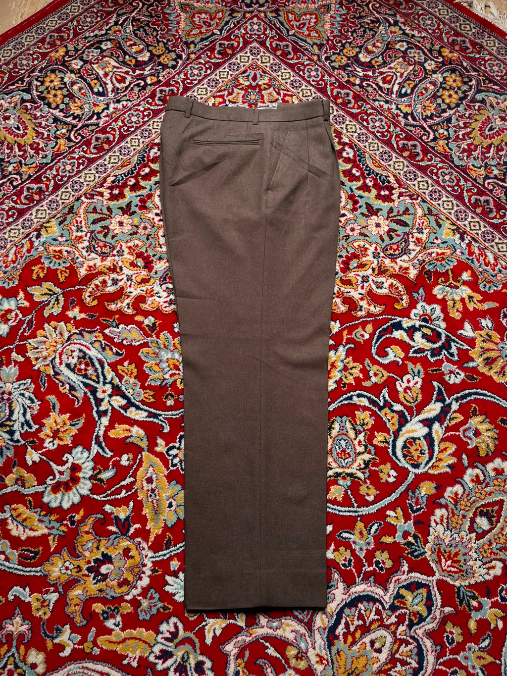 Vintage Mens Dark Brown Pleated Textured Dress Pants - 32