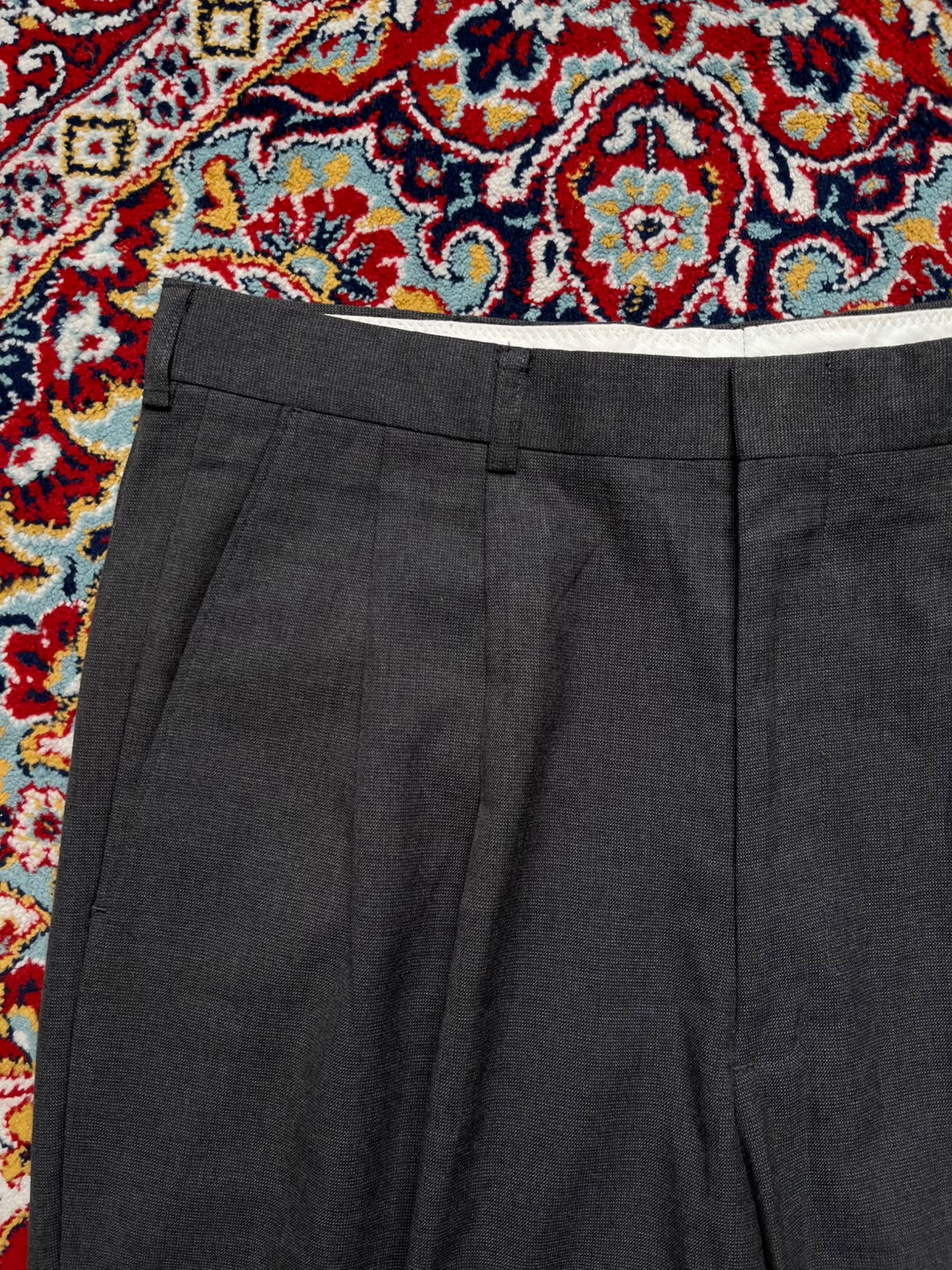Haggar Gray Double Pleated Cuffed Wrinkle-Free Dress Pants - 34