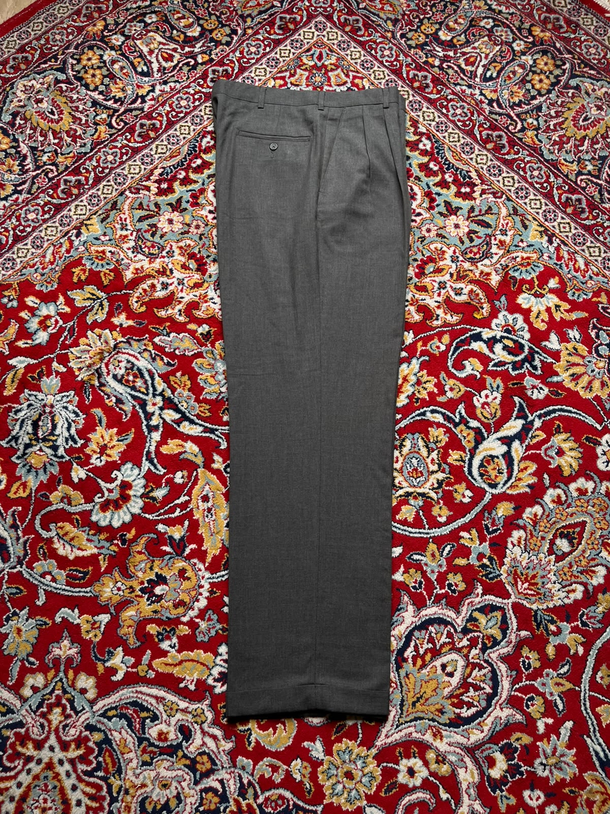 Haggar Gray Double Pleated Cuffed Wrinkle-Free Dress Pants - 34