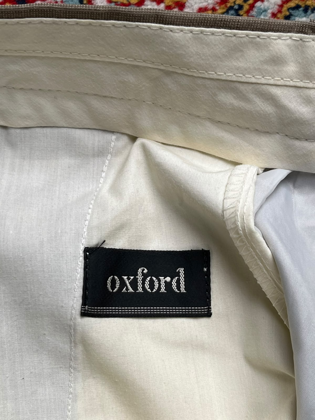 Oxford Men's Khaki Pinstripe Double Pleated Dress Pants - 34