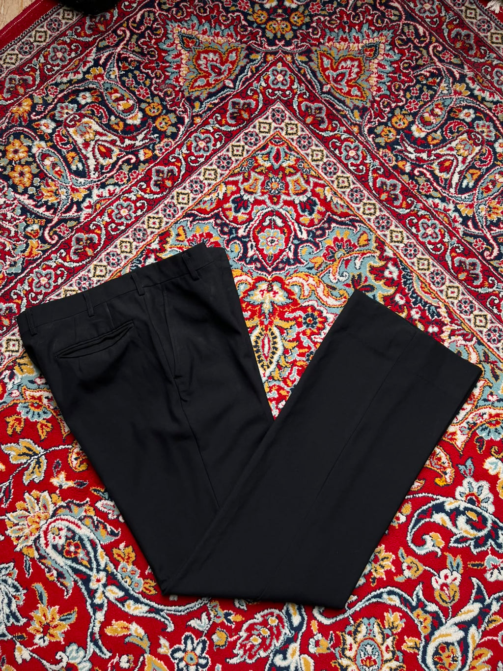 Vintage Boot cut Black Flat Front Dress Pants - 32