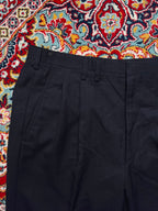 Vintage Tailored Pleated Pinstripe Navy Blue Relaxed Fit Dress Pants - 32