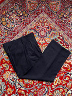 Vintage Tailored Pleated Pinstripe Navy Blue Relaxed Fit Dress Pants - 32