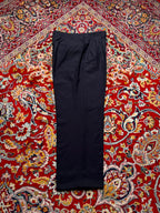 Vintage Tailored Pleated Pinstripe Navy Blue Relaxed Fit Dress Pants - 32