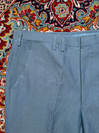Vintage 70s Textured Flat Front Light Blue Straight Fit Dress Pants - 32