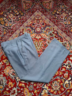 Vintage 70s Textured Flat Front Light Blue Straight Fit Dress Pants - 32
