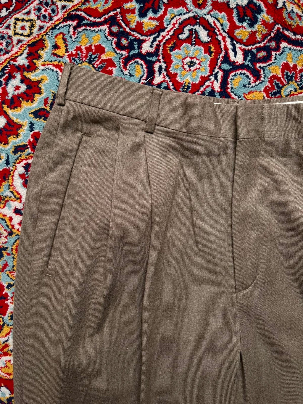 Vintage Savane Pleated Cuffed Taupe Brown Rayon Dress Pants - 34