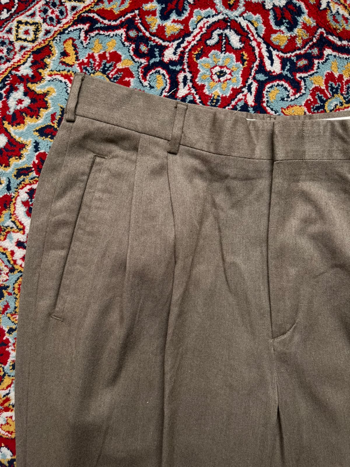 Vintage Savane Pleated Cuffed Taupe Brown Rayon Dress Pants - 34