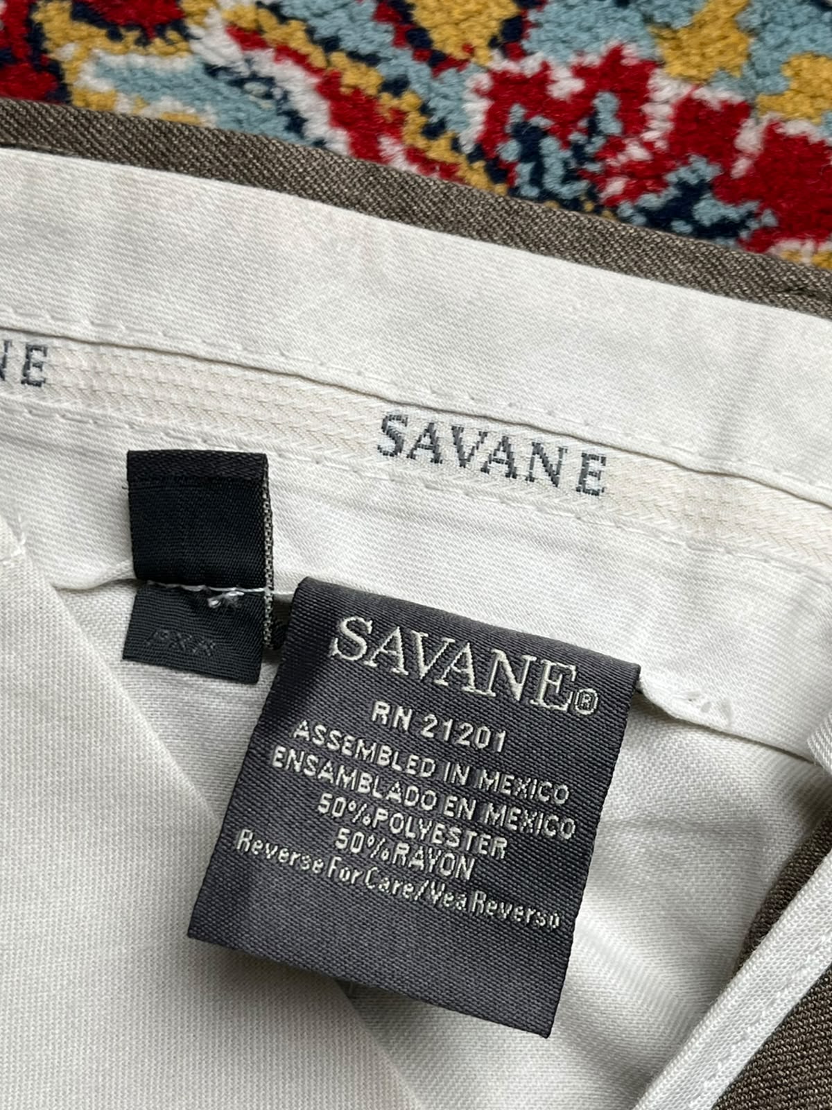 Vintage Savane Pleated Cuffed Taupe Brown Rayon Dress Pants - 34