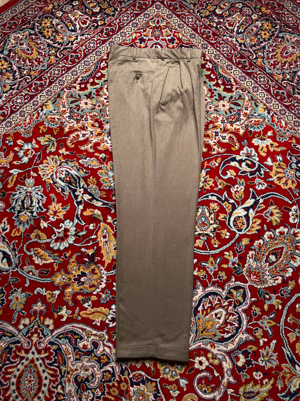 Vintage Savane Pleated Cuffed Taupe Brown Rayon Dress Pants - 34