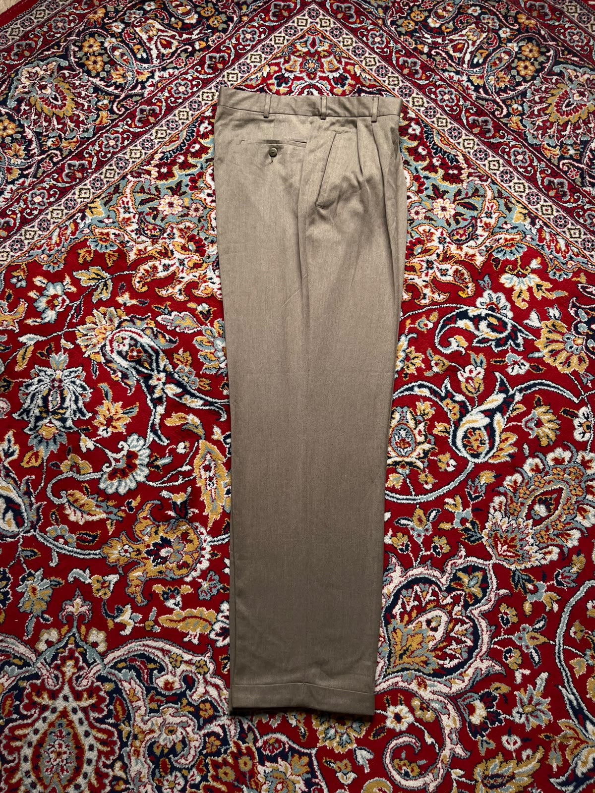 Vintage Savane Pleated Cuffed Taupe Brown Rayon Dress Pants - 34