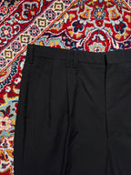Vintage Pleated Textured Relaxed Fit Black Dress Pants - 32
