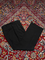 Vintage Pleated Textured Relaxed Fit Black Dress Pants - 32