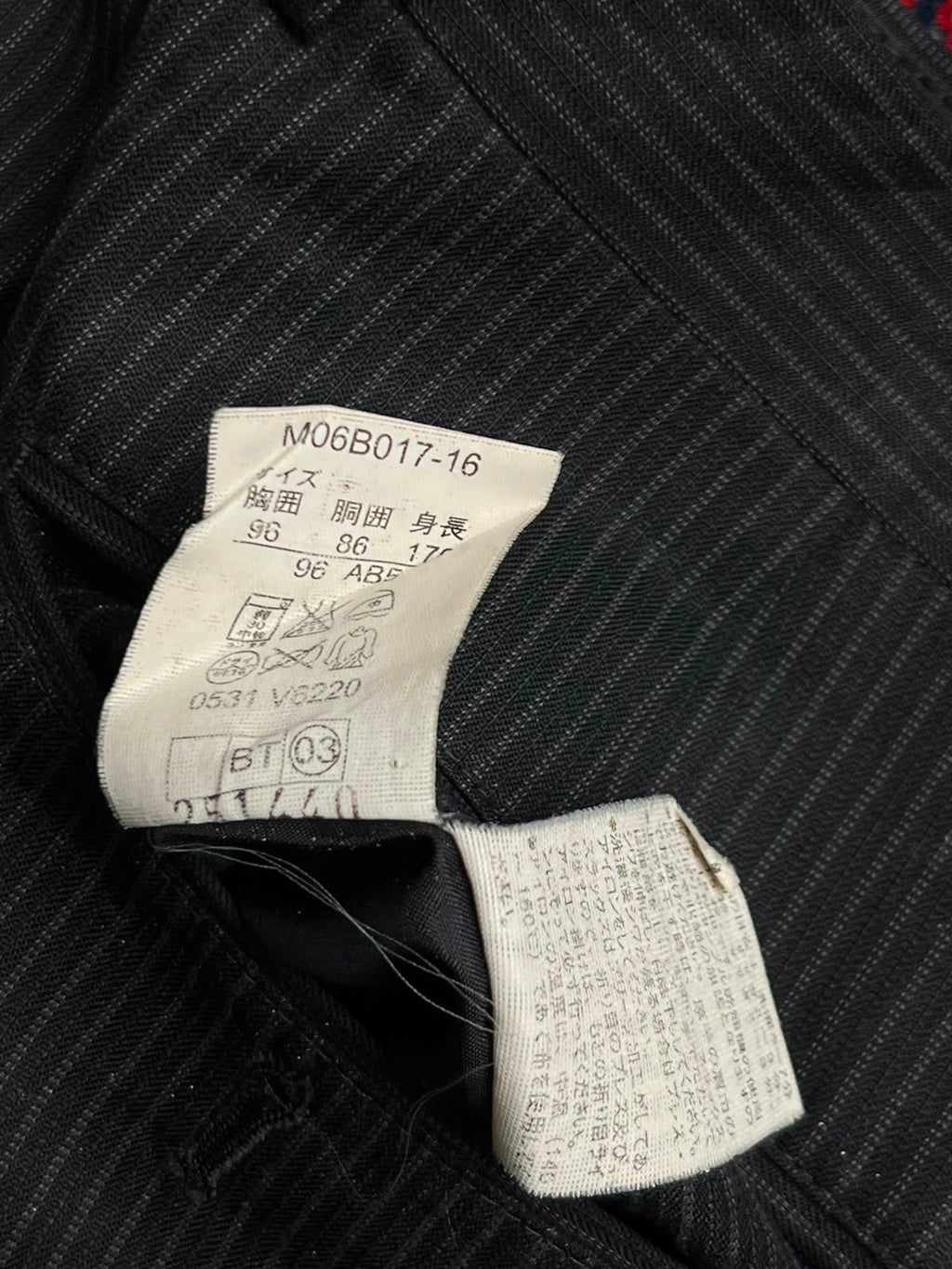 Vintage Japanese Charcoal Gray Pinstripe Straight Fit Pleated Dress Pants - 32