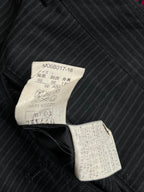 Vintage Japanese Charcoal Gray Pinstripe Straight Fit Pleated Dress Pants - 32
