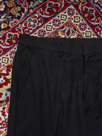 Modern Solid Jet Black Flat Front Boot Cut Premium Dress Pants - 30