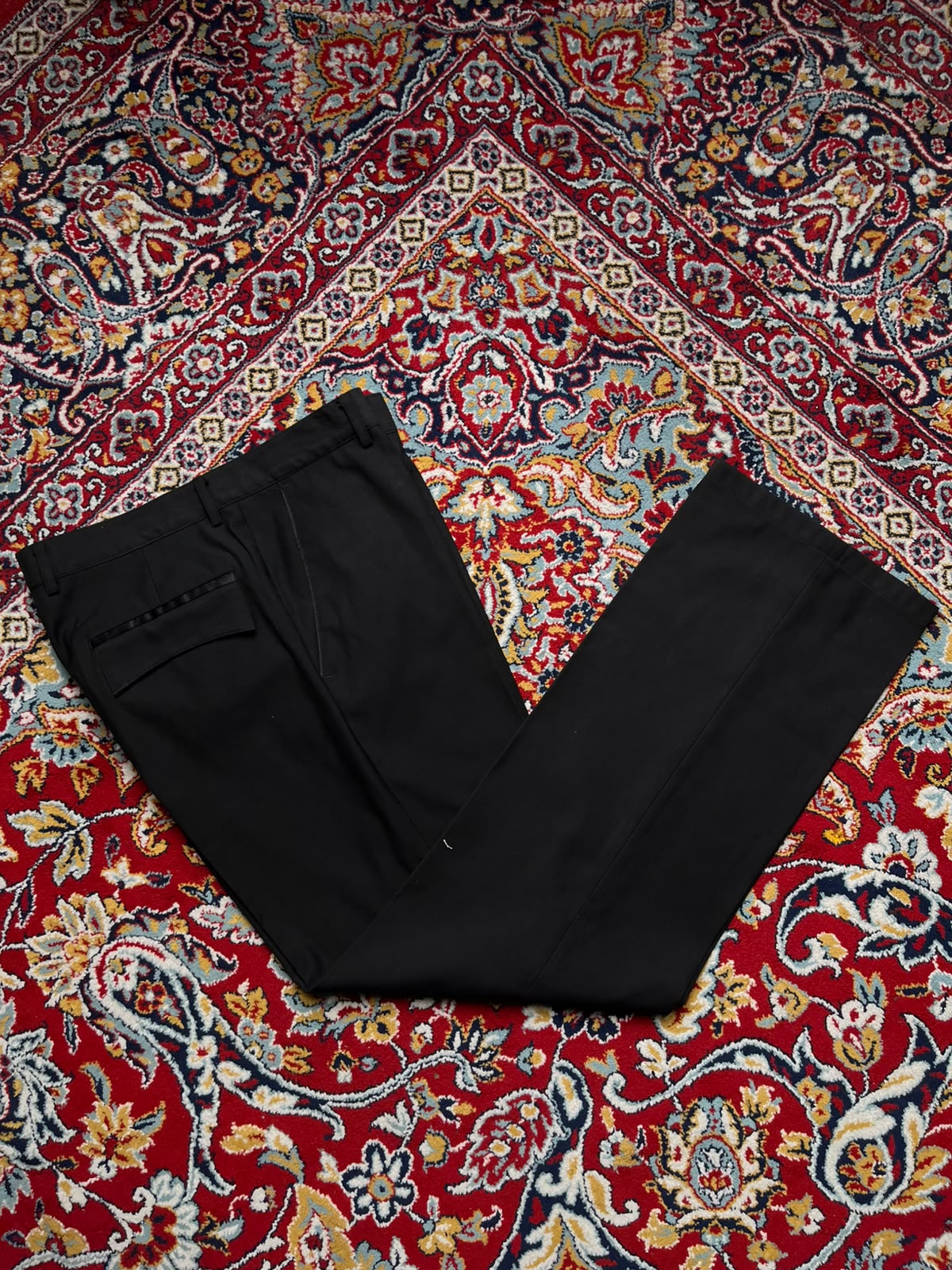 Modern Solid Jet Black Flat Front Boot Cut Premium Dress Pants