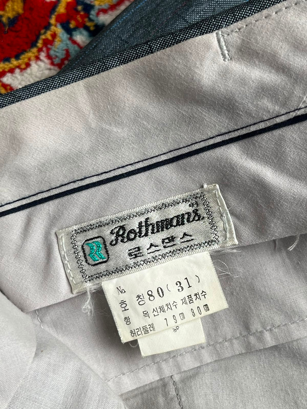 Vintage Rothmans Grey/Blue Textured Grid Pattern Straight Fit Pleated Dress Pants - 30