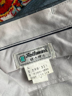 Vintage Rothmans Grey/Blue Textured Grid Pattern Straight Fit Pleated Dress Pants - 30