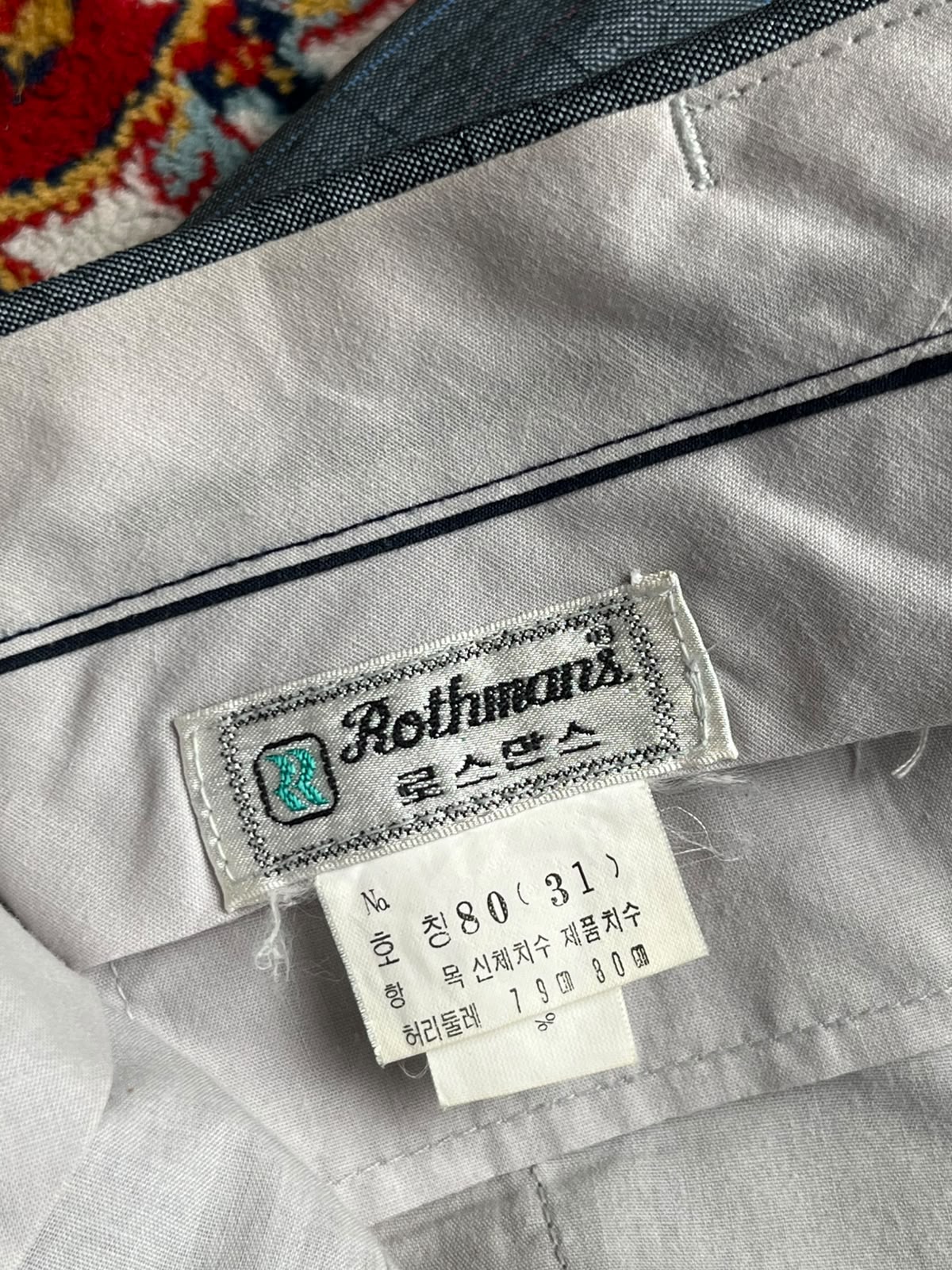 Vintage Rothmans Grey/Blue Textured Grid Pattern Straight Fit Pleated Dress Pants - 30