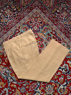 Vintage Khaki Linen Blend Single Pleated Straight Fit Dress Pants - 32