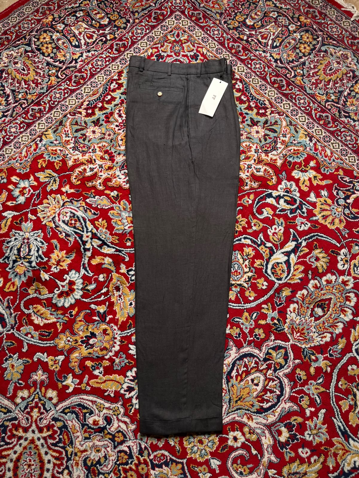Structure Charcoal Gray Linen Pleated Cuffed Dress Pants - 30