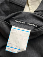 Vintage Miyuki Plania Gray Pinstripe Pleated Straight Fit Dress Pants - 34
