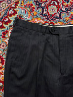 Vintage St Michael Marks & Spencer Charcoal Gray Pinstripe Pleated Dress Pants - 30