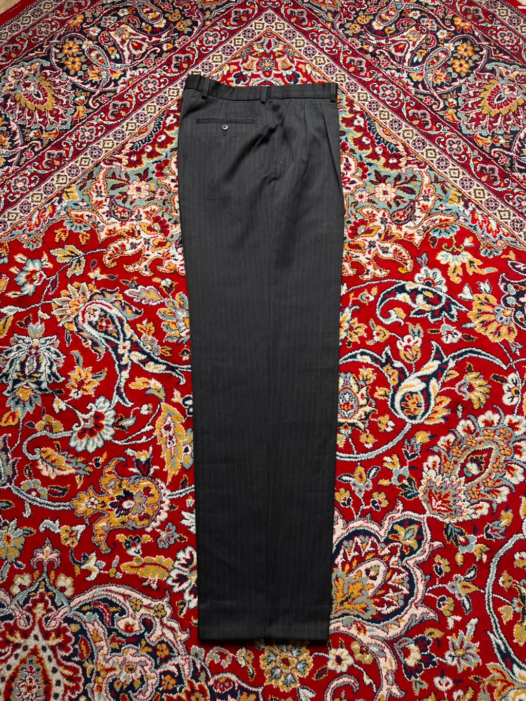 Vintage St Michael Marks & Spencer Charcoal Gray Pinstripe Pleated Dress Pants - 30