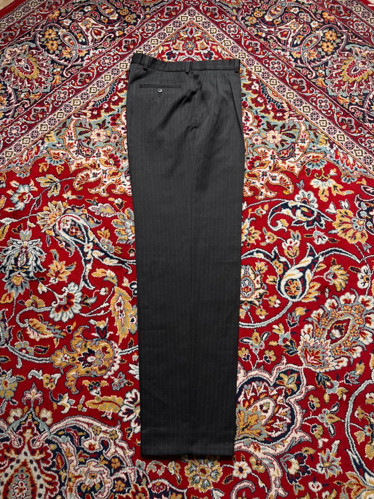 Vintage St Michael Marks & Spencer Charcoal Gray Pinstripe Pleated Dress Pants - 30