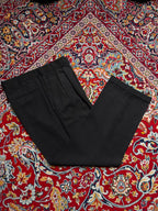 Vintage Sidae Lion Crest Textured Black Cuffed Double Pleated Dress Pants - 34