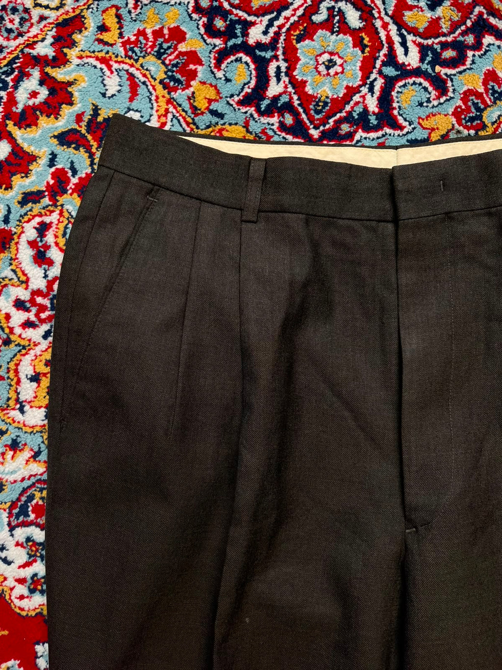 Vintage Cardinal Heartist Dark Brown Cuffed Straight Fit Double Pleated Dress Pants - 32