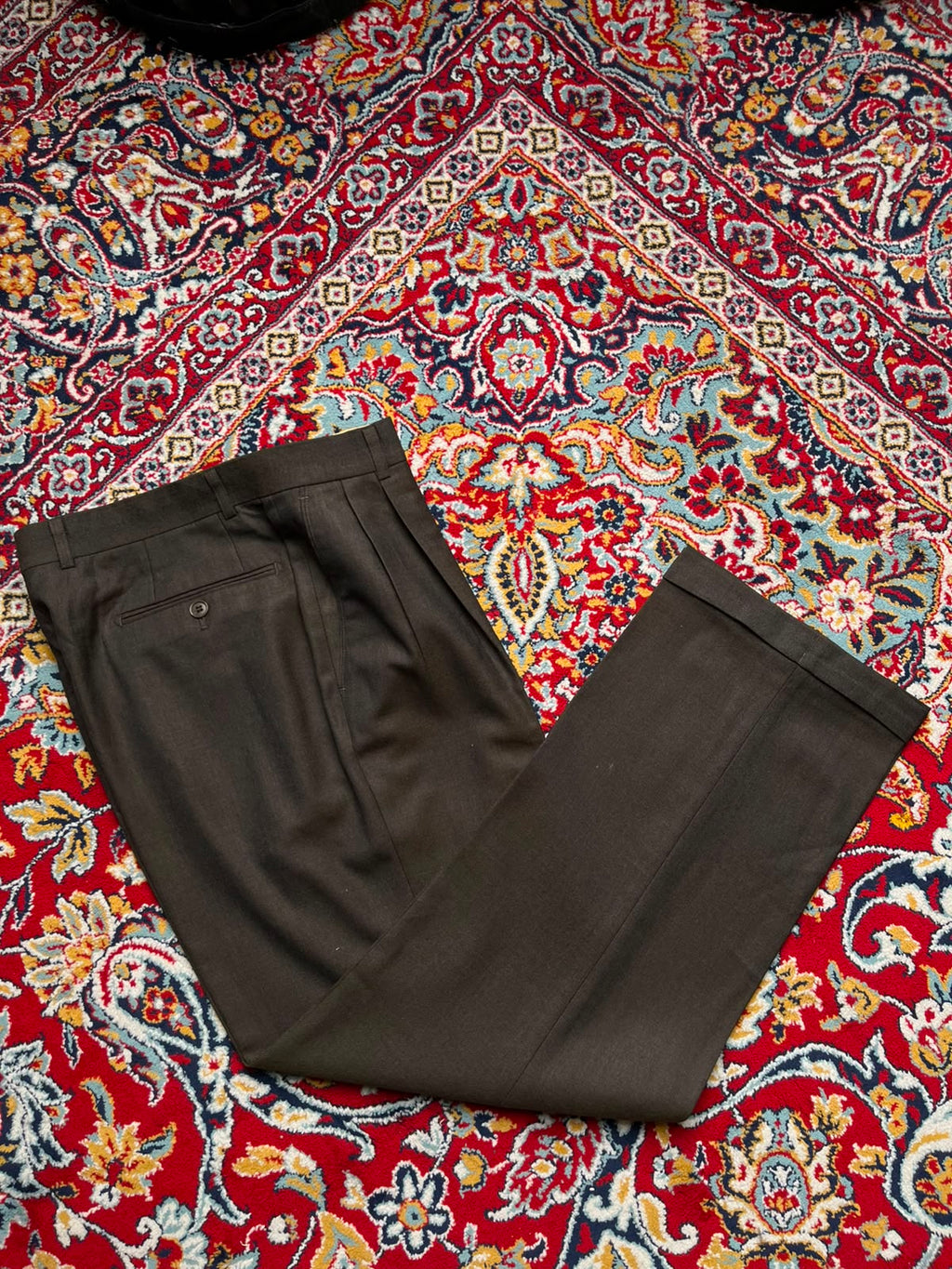 Vintage Cardinal Heartist Dark Brown Cuffed Straight Fit Double Pleated Dress Pants - 32