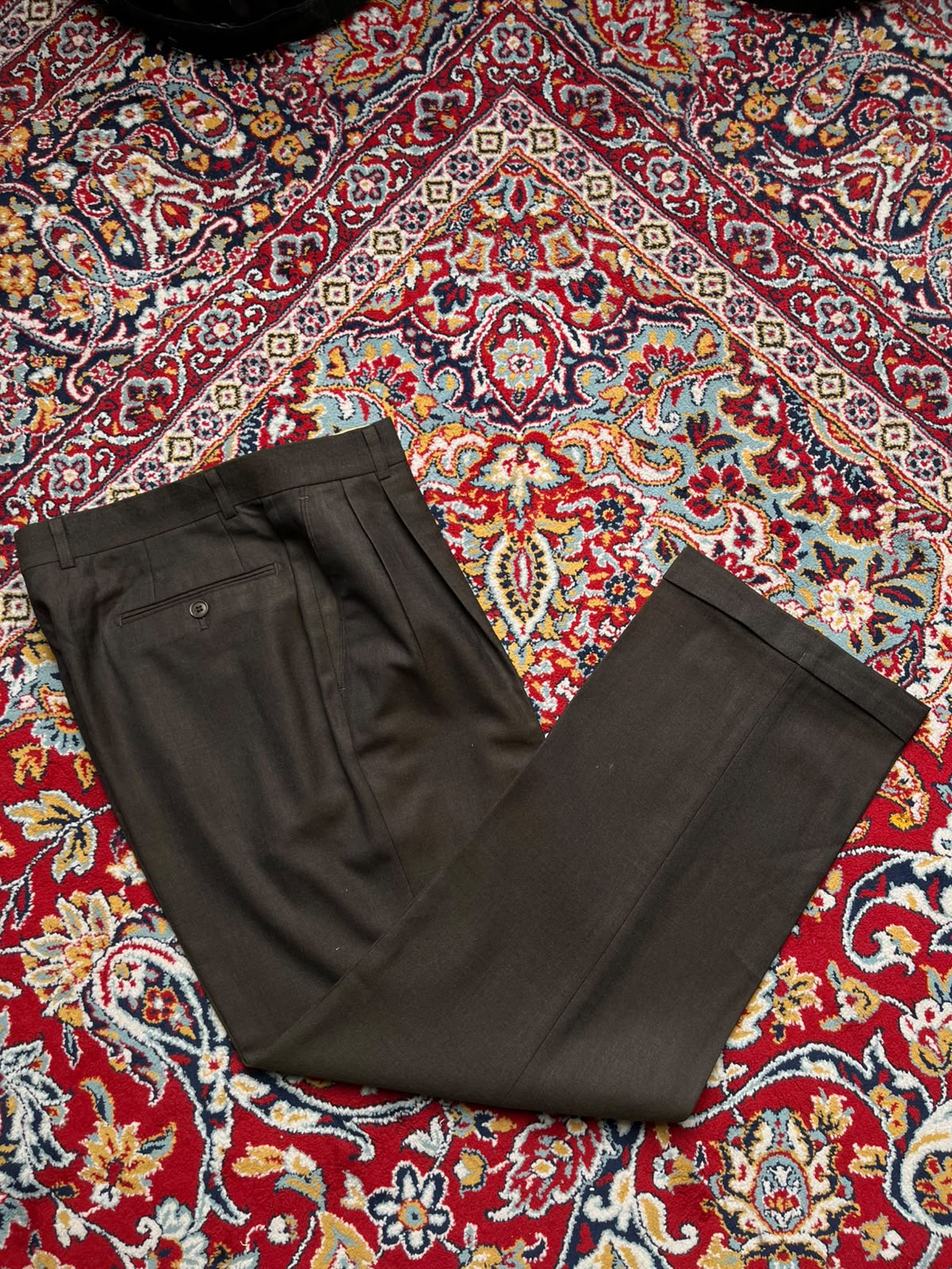 Vintage Cardinal Heartist Dark Brown Cuffed Straight Fit Double Pleated Dress Pants - 32