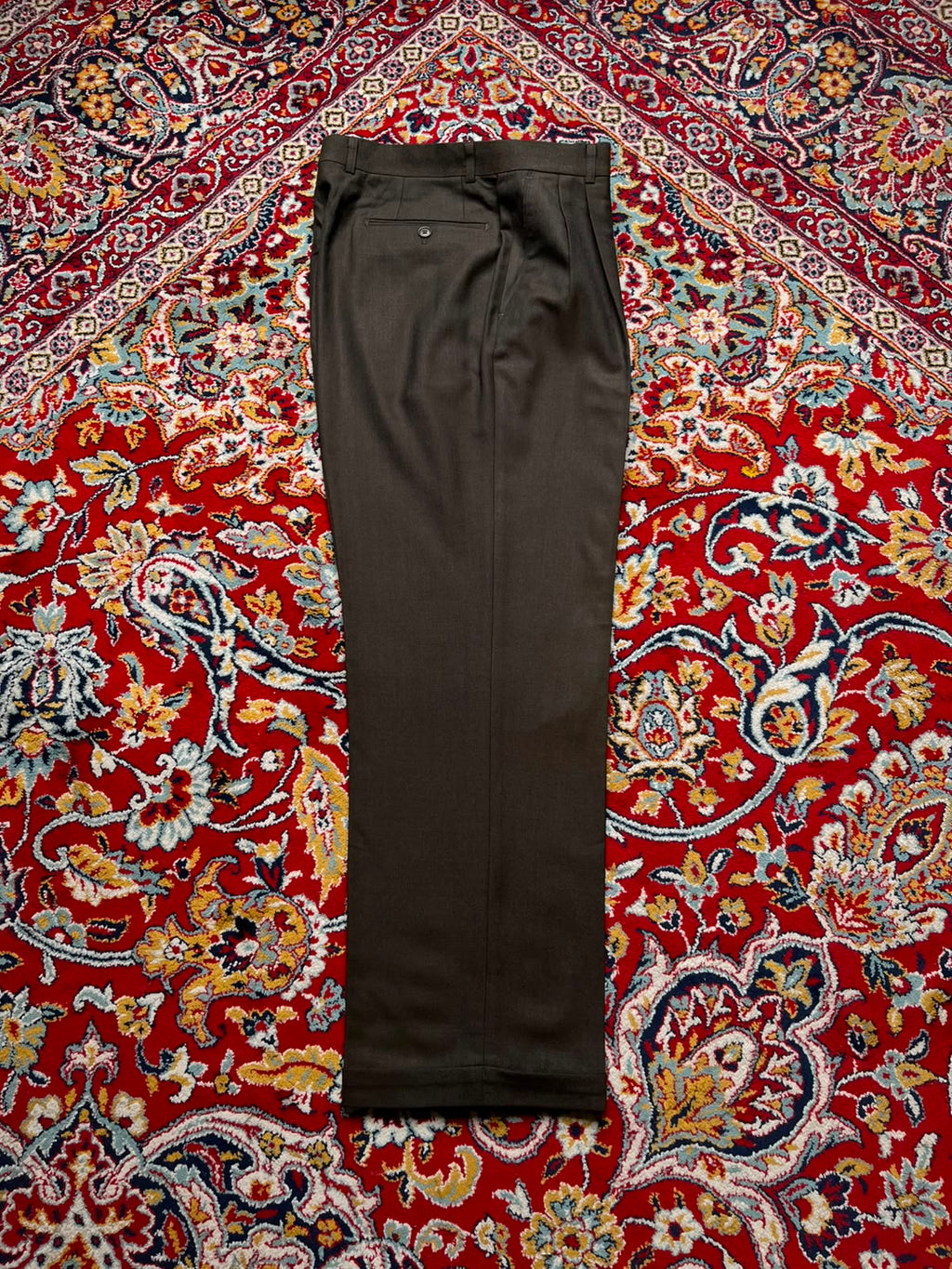 Vintage Cardinal Heartist Dark Brown Cuffed Straight Fit Double Pleated Dress Pants - 32