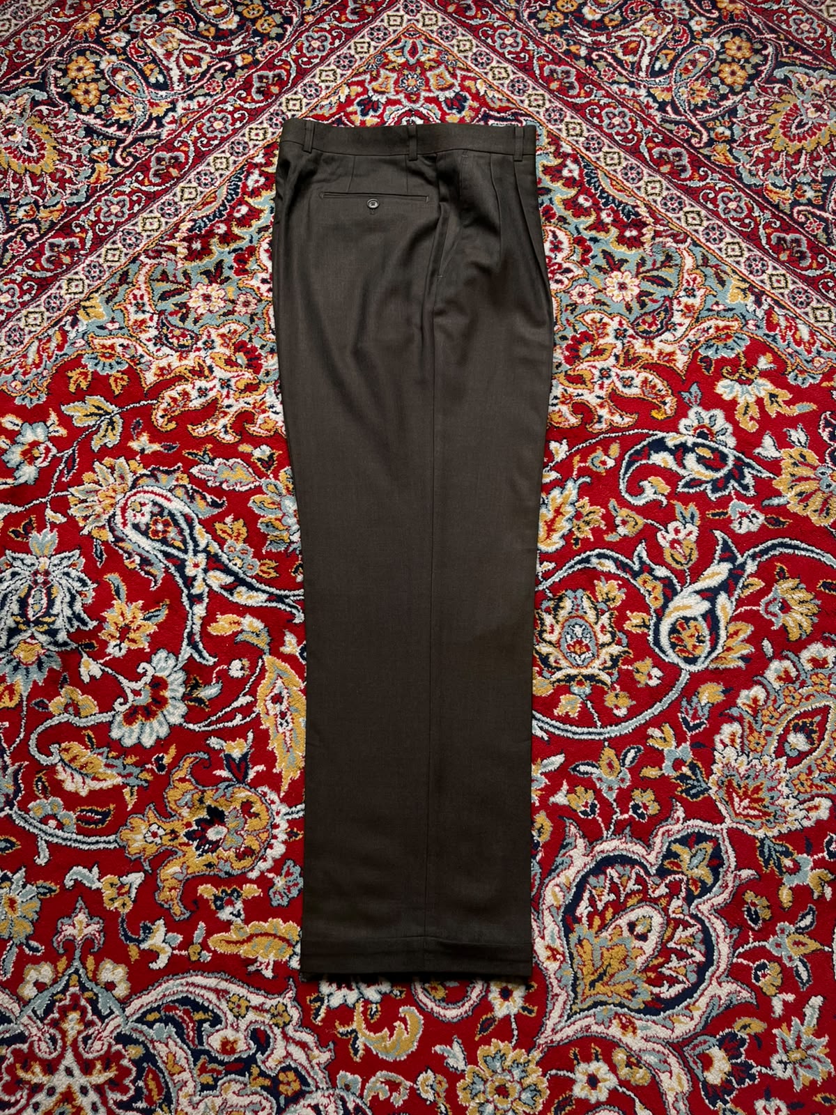 Vintage Cardinal Heartist Dark Brown Cuffed Straight Fit Double Pleated Dress Pants - 32