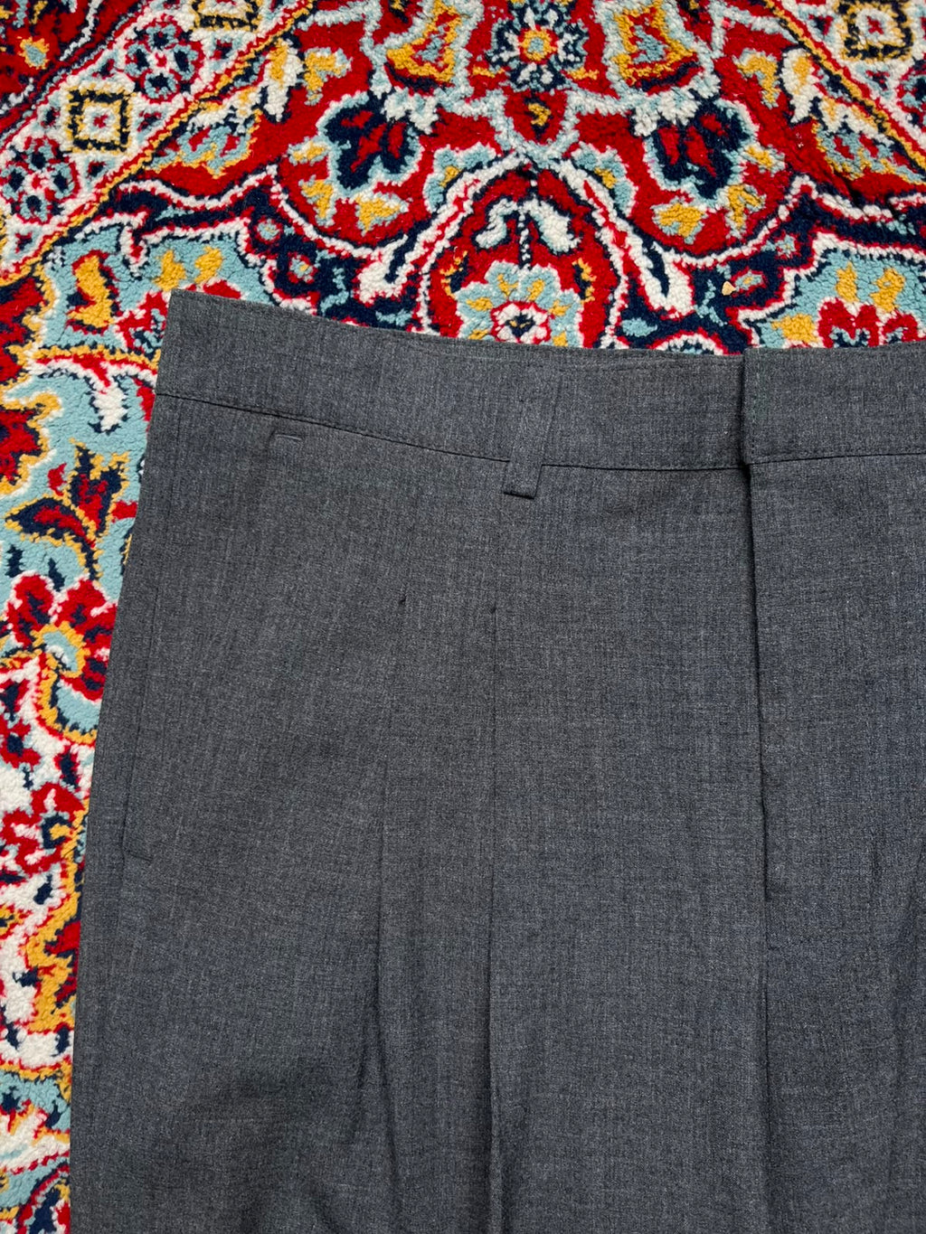 Lewy Solid Heather Gray Single Pleated Straight Fit Dress Pants - 32