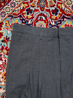 Lewy Solid Heather Gray Single Pleated Straight Fit Dress Pants - 32