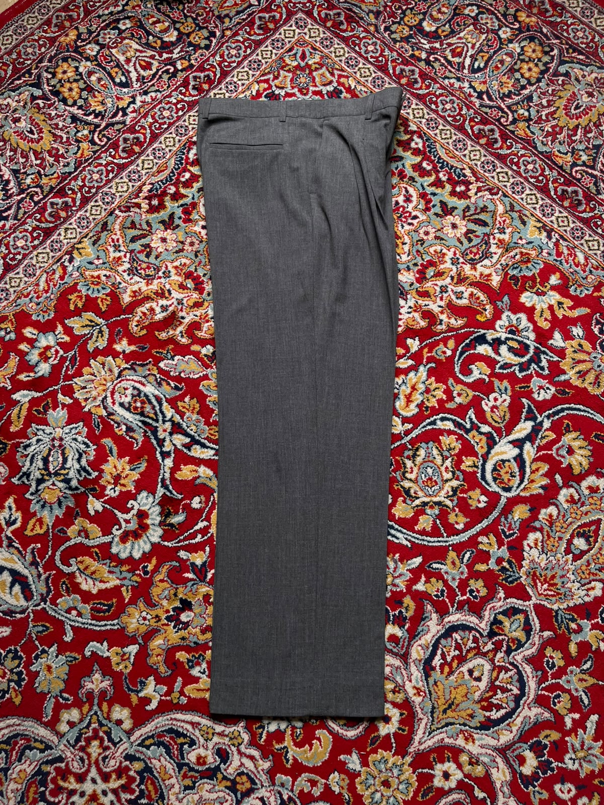 Lewy Solid Heather Gray Single Pleated Straight Fit Dress Pants - 32