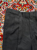 Vintage Japanese Grey Plaid Pleated Adjustable Straight Fit Dress Pants - 32