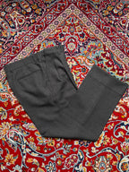 Vintage Japanese Grey Plaid Pleated Adjustable Straight Fit Dress Pants - 32