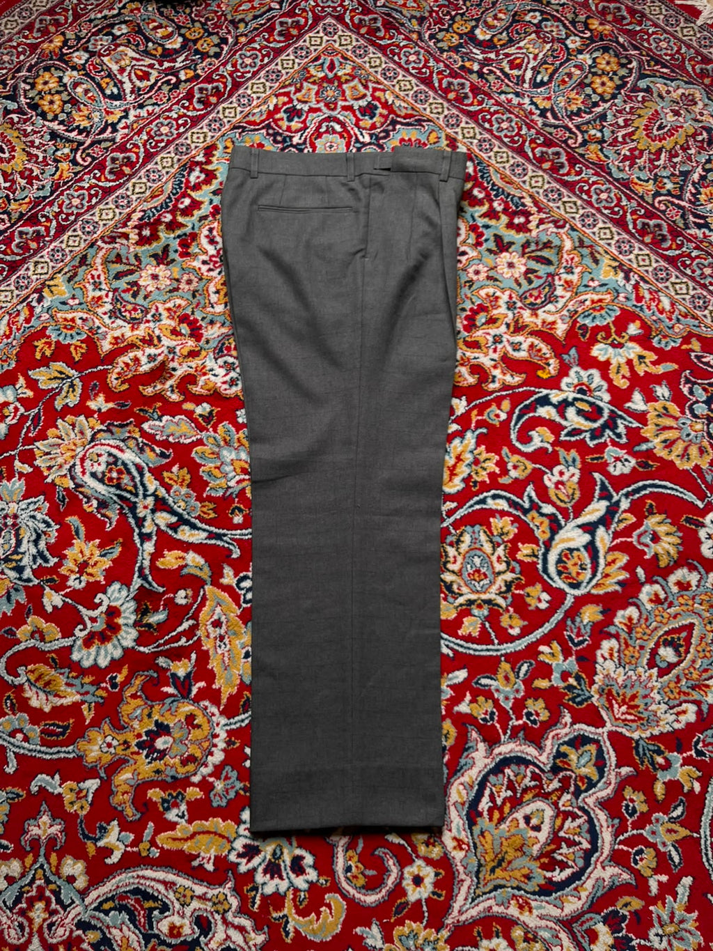 Vintage Japanese Grey Plaid Pleated Adjustable Straight Fit Dress Pants - 32
