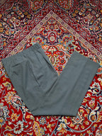 Vintage Sage Green Pleated Straight Fit Dress Pants - 32