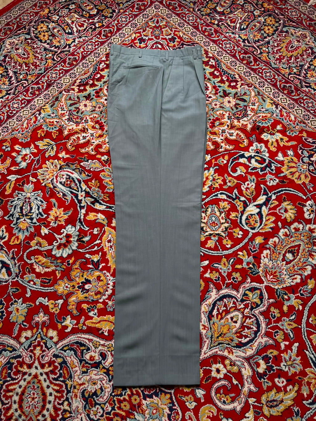 Vintage Sage Green Pleated Straight Fit Dress Pants - 32