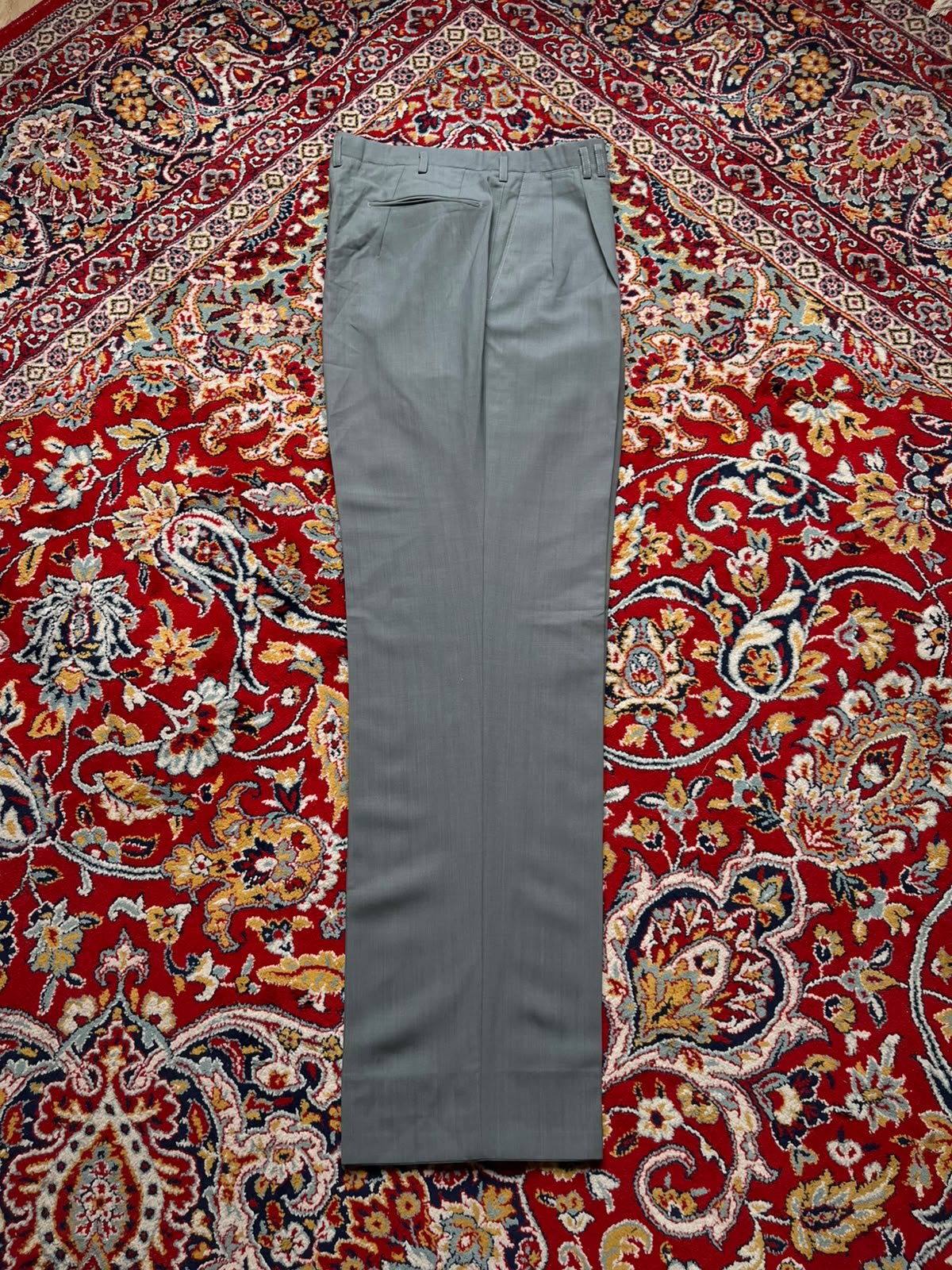 Vintage Sage Green Pleated Straight Fit Dress Pants - 32