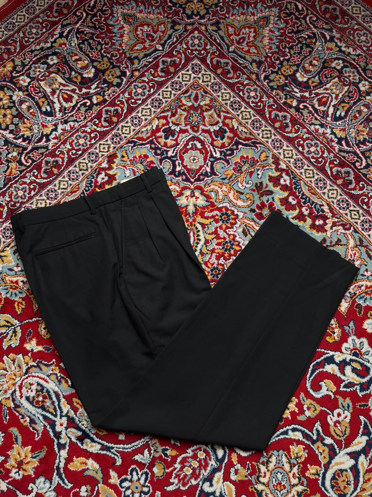 Vintage Lanzi Free Italian Mind Black Pleated Straight Fit Dress Pants - 32