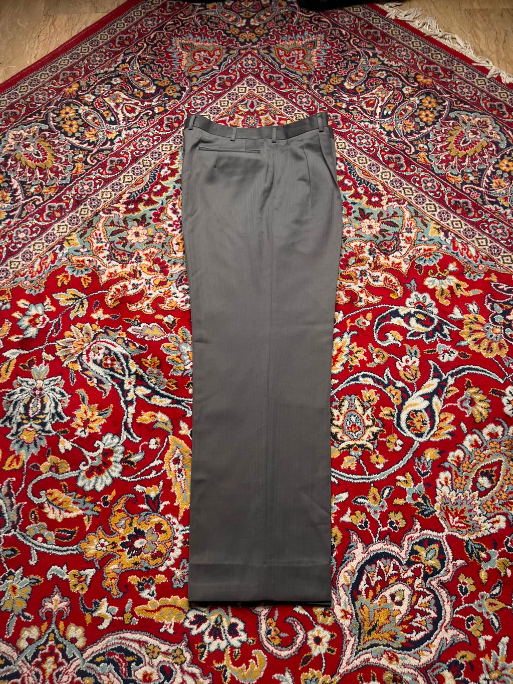 Vintage Voslenza Uomo Grey Pleated Dress Pants - 32