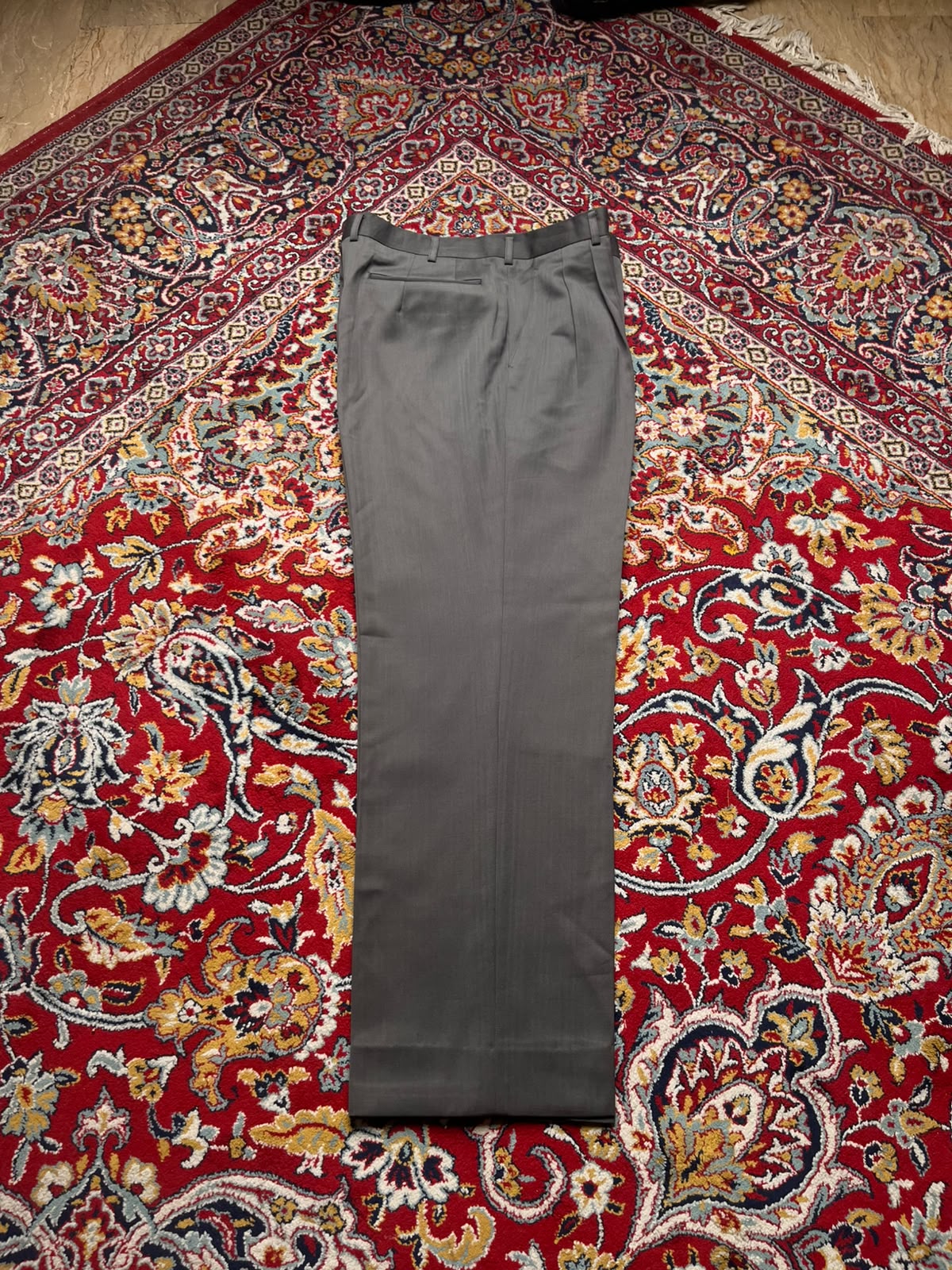 Vintage Voslenza Uomo Grey Pleated Dress Pants - 32