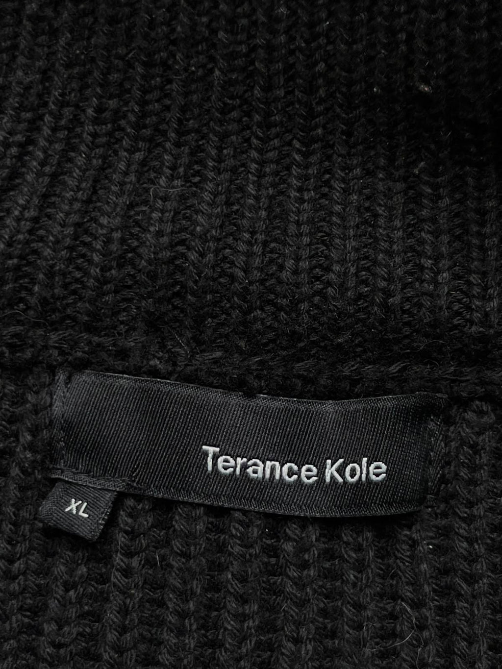 Terance Kole Black Cotton Chunky Knit Sweater - L